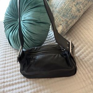 Free People Black Leather Belt Bag